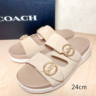 COACH - COACH 厚底サンダル ベージュ コンフォートサンダル 白 靴 スポサン