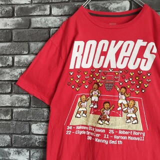90sヒューストンロケッツNBAチームビッグロゴtシャツTシャツオールドデザイン(Tシャツ/カットソー(半袖/袖なし))