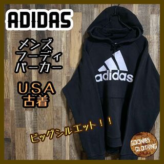 アディダス(adidas)のアディダス メンズ フーディ パーカー ロゴ ビッグシルエット XL USA古着(パーカー)