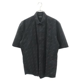 バレンシアガ(Balenciaga)のBALENCIAGA バレンシアガ 18SS All Over Logo Short Sleeve Shirt 534332 TBL96 総柄ロゴプリント半袖シャツ ブラック/レッド(シャツ)