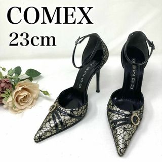 COMEX - COMEX コメックス パンプス ピンヒール レース 飾り アンクルストラップ