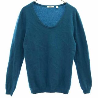 ユニクロ(UNIQLO)のユニクロ カシミヤ100％ 長袖 セーター L ブルー UNIQLO +J ニット レディース(ニット/セーター)