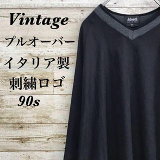 【k2770】イタリア製ユーロ古着90s刺繍ロゴナイロンプルオーバージャケット(ナイロンジャケット)