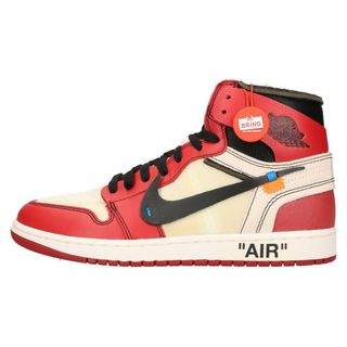 ナイキ(NIKE)のNIKE ナイキ ×OFF-WHITE THE 10 AIR JORDAN 1 CHICAGO AA3834-101 オフホワイト ザテン エアジョーダン1 シカゴ ハイカットスニーカー US9.5/27.5cm ホワイト/レッド(スニーカー)