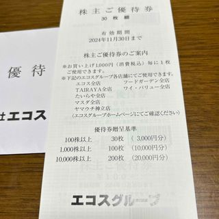 エコスグループ株主優待券3000円分(ショッピング)