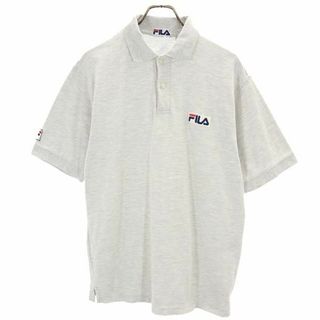 フィラ(FILA)のフィラ ロゴ 刺繍 半袖 ポロシャツ L グレー FILA 鹿の子 メンズ(ポロシャツ)