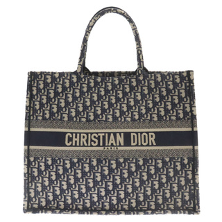 クリスチャンディオール(Christian Dior)のChristian Dior クリスチャンディオール BOOK TOTE Large ブックトート オブリークジャガード トートバッグ ネイビー(トートバッグ)