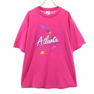ジャージーズ(JERZEES)のジャージーズ 90s USA製 オールド プリント 半袖 Tシャツ XL ピンク JERZEES メンズ(Tシャツ/カットソー(半袖/袖なし))