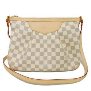 ルイヴィトン(LOUIS VUITTON)のLOUIS VUITTON ルイ・ヴィトン シラクーサ PM プリーツ ロゴ エンボス ヌメ革 ナチュラル ホワイト ゴールド クロスボディ 美品 ダミエ アズール アイボリー ショルダーバッグ N41113(ショルダーバッグ)