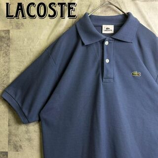 ラコステ(LACOSTE)の定番 美品 ラコステ 鹿子ポロシャツ 半袖 ワンポイント刺繍ロゴ ネイビー M(ポロシャツ)
