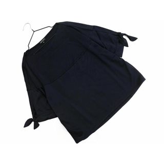 インディヴィ(INDIVI)のINDIVI インディヴィ リボン カットソー size38/紺 ■◆ レディース(カットソー(長袖/七分))