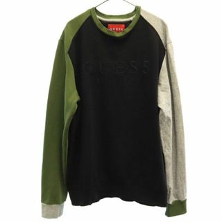 ゲス(GUESS)のゲス 長袖 トレーナー M ブラック×カーキ Guess スウェット 裏起毛 メンズ(スウェット)