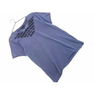 EMPORIO ARMANI エンポリオアルマーニ JEANS ジーンズ プリント Vネック Tシャツ sizeS/紺 ■◆ メンズ