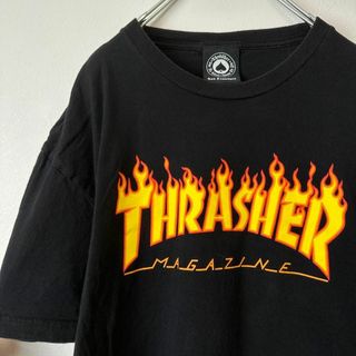 スラッシャー(THRASHER)のTHRASHE スラッシャー　ファイヤー　プリント　メンズ　半袖tシャツ　黒(Tシャツ/カットソー(半袖/袖なし))