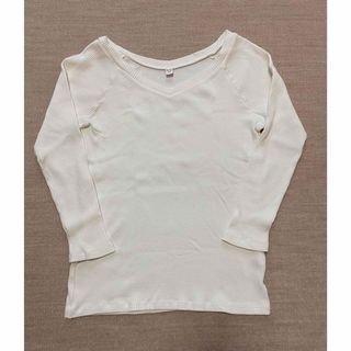 UNIQLO - UNIQLO♡バレエネックシンプルリブTシャツ Vネックトップス ロンT