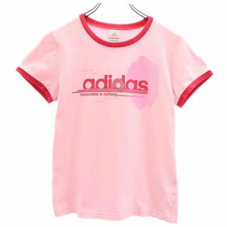 アディダス ロゴプリント 半袖 Tシャツ M ピンク系 adidas レディース