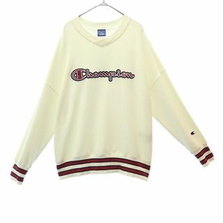 チャンピオン(Champion)のチャンピオン ワッペン 長袖 スウェット トレーナー M ホワイト Champion レディース(トレーナー/スウェット)