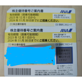 ANA(全日本空輸) - 迅速発送　ANA 株主優待券 2枚　全日空　ヤマト発送