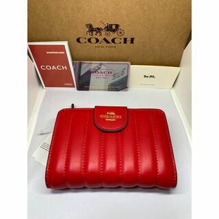 COACH - COACH　コーチ　C3454　二つ折り財布　リニア　キルティング　レッド