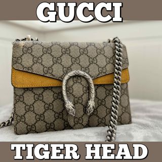 グッチ(Gucci)のGUCCI/グッチ/GGスプリーム/ショルダーバッグ/タイガーヘッド/チェーン(ショルダーバッグ)