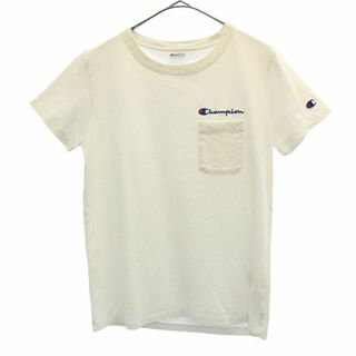 Champion - チャンピオン ワンポイントロゴ刺繍 半袖 Tシャツ S ホワイト Champion ポケット付 レディース