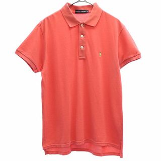 ラルフローレン(Ralph Lauren)のラルフローレン 日本製 ワンポイントロゴ刺繍 半袖 ポロシャツ M ピンク RALPH LAUREN ゴルフ 鹿の子地 レディース(ポロシャツ)