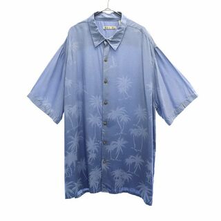 バティックベイ 総柄 半袖 シャツ XXL ブルー Batik Bay ビッグサイズ メンズ(シャツ)
