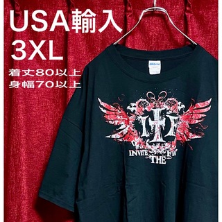 美 USA輸入 アメリカ古着 ロゴTシャツ 黒 3XL 大きいサイズ  アメカジ(Tシャツ/カットソー(半袖/袖なし))