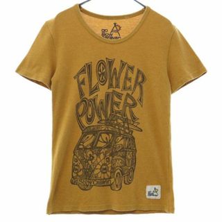 ゴースローキャラバン プリント 半袖 Tシャツ オレンジ系 goslow caravan 鹿の子 レディース(Tシャツ(半袖/袖なし))