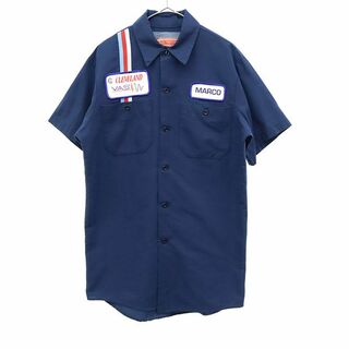ワークウェアコーポレーション USA製 ワッペン 半袖 ワークシャツ S ネイビー WORK WEAR CORPORATION メンズ(シャツ)