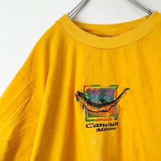 ビンテージ　古着　メキシコ製　刺繍ロゴ　メンズ　半袖tシャツ　XLサイズ(Tシャツ/カットソー(半袖/袖なし))