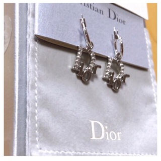 クリスチャンディオール(Christian Dior)のディオール フープピアス シルバーロゴ Christian Dior(ピアス)