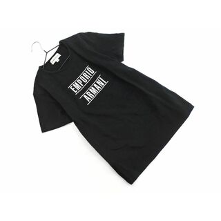 EMPORIO ARMANI エンポリオアルマーニ ロゴプリント Tシャツ sizeS/黒 ■◆ レディース
