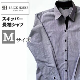 ブリックハウスバイトウキョウシャツ(BRICK HOUSE by Tokyo Shirts)のBRICK HOUSE レディース スキッパー 長袖 ストライプ シャツ M(シャツ/ブラウス(長袖/七分))