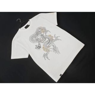 新品 XIII THIRTEEN JAPAN サーティーンジャパン 龍 プリント Tシャツ size46/白 ■◆ メンズ(Tシャツ/カットソー(半袖/袖なし))