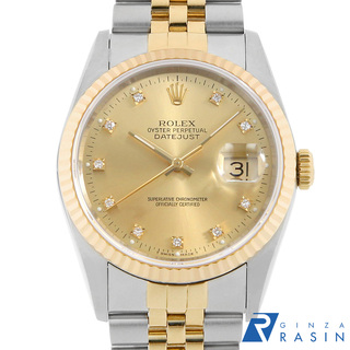ロレックス(ROLEX)のロレックス デイトジャスト 10Pダイヤ 16233G シャンパン E番 メンズ 中古 腕時計(腕時計(アナログ))