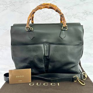 グッチ(Gucci)のグッチ GUCCI ビジネスバッグ ハンドバッグ 2way バンブー レザー(ハンドバッグ)