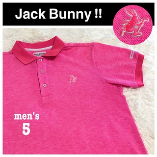 ジャックバニーバイパーリーゲイツ(JACK BUNNY!! BY PEARLY GATES)のジャックバニー ポロシャツ メンズ 5 Lサイズ 派手！ピンク ゴルフウェア(ウエア)