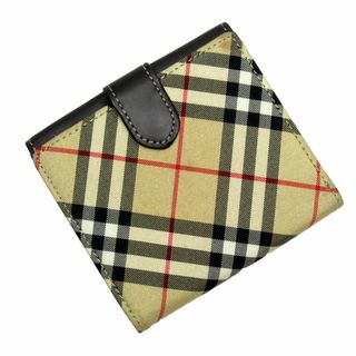 バーバリー(BURBERRY)のバーバリー BURBERRY 二つ折り財布 レザー/ポリエステル ブラウン×ベージュ ユニセックス 送料無料【中古】 g4076a(財布)