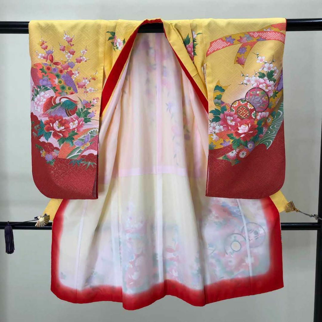 女児着物☆七五三セット☆ 三つ身☆5歳 3歳☆子供用着物 黄 u-197 女児着物☆七五三セット☆ 三つ身☆5歳 3歳☆子供用着物 黄 u-197