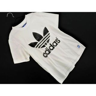 アディダス(adidas)のadidas アディダス ロゴ プリント カットソー sizeM/白 ■◆ レディース(カットソー(半袖/袖なし))