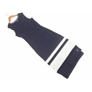 トミーヒルフィガー(TOMMY HILFIGER)のTOMMY HILFIGER トミーヒルフィガー リブ ノースリーブ ニット ワンピース sizeXS/紺 ■◆ レディース(ひざ丈ワンピース)