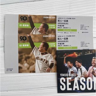 読売ジャイアンツ - 6/30  東京ドーム 巨人 広島 グランドウイング 一塁側 ペア チケット