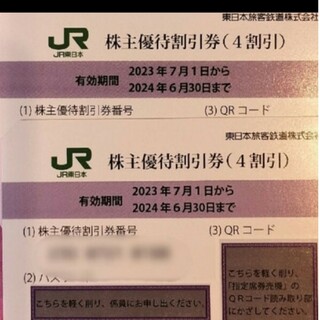 ジェイアール(JR)のJR東日本株主優待割引券2枚(鉄道乗車券)