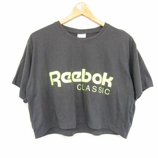 Reebok - リーボック 半袖Tシャツ ロゴ ラウンドネック ショート丈 トップス トレーニングウェア レディース Mサイズ ブラック Reebok