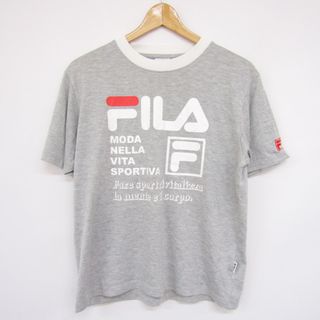 フィラ(FILA)のフィラ 半袖Tシャツ ビッグロゴ ラウンドネック クレリック トップス レディース Mサイズ グレー FILA(Tシャツ(半袖/袖なし))