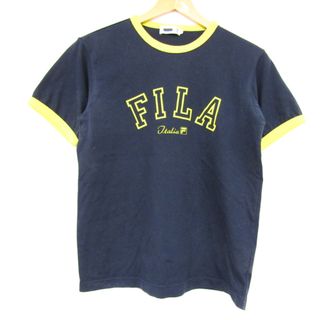 フィラ(FILA)のフィラ 半袖Tシャツ フロントロゴ パイピング トップス 日本製 レディース Mサイズ ブラック FILA(Tシャツ(半袖/袖なし))