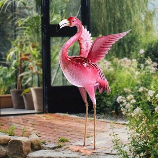 オブジェ 置物 ガーデンオーナメント フラミンゴ 鳥 ガーデニング 庭 装飾