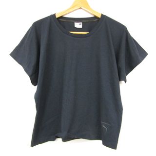 プーマ(PUMA)のプーマ 半袖Tシャツ 無地 バイカラー ラウンドネック トップス スポーツウェア レディース Sサイズ ブラック PUMA(Tシャツ(半袖/袖なし))