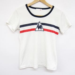 ルコックスポルティフ(le coq sportif)のルコックスポルティフ 半袖Tシャツ ビッグロゴ クレリック ラウンドネック スポーツウェア レディース Mサイズ ホワイト le coq sportif(Tシャツ(半袖/袖なし))